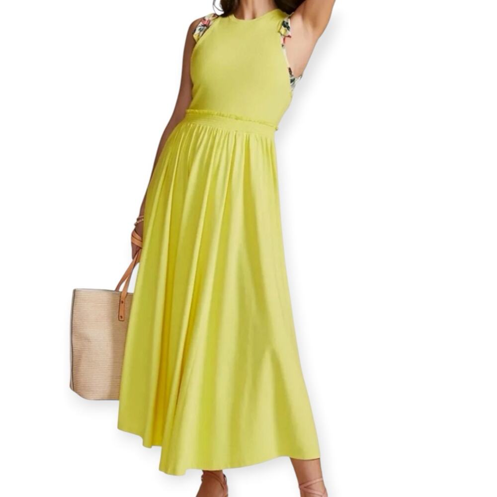 Daily Practice Anthropologie Ribbed Athletic Maxi Dress Size Medium Yellow